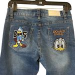 Tales Distressed Donald Duck Embroidered Character Skinny Ankle Jeans, Sz 28 Blue Photo 3