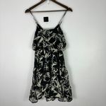 EXPRESS S Bamboo Leaf Print Ruffle Mini Dress Y2K Vacationcore Indie Sleaze Photo 3