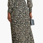 Ba&sh Lisi Pleated Printed Crepe Maxi Dress Floral Long Sleeves Size Medium 1977 Photo 0