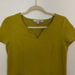Boden Chartreuse Midi Dress Mustard Yellow Green Cap Sleeve Knee Length Size 4R Photo 3