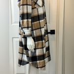 Warm Plaid Long Sleeve Flannel Dress Polyester Thick Material Brown Black Size L Size L Photo 6