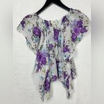 Elan  Rayon Blend Bohemian Purple and White Floral Blouse Size Small l. Photo 5