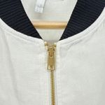 Escada Sport White Linen Lace Bomber Jacket Zip Up Black Collar‎ Size 44 L/XL Size L Photo 4