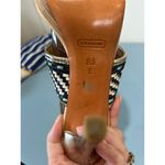 Coach Steffi stilettos size 9.5 navy white woven leather strappy high sandal Photo 9