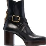 Chloé Women's Black Stacked Block Heel Izzie Platform Ankle Boots sz 39/US 9 Photo 0