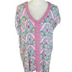 Macbeth Collection  Diamond Print Pink Green Girly Swim Beach Coverup Size Medium Photo 0