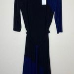 Ralph Lauren Dress Essentials 3/4 Sleeve Colorblock Black Blue Belt Size 8 NWT Photo 0