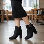 Unisa  Boots Womens Size 8.5 Black Ankle Booties Block Heel Side Zip Buckle Photo 12