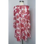 Simply Southern  Womens Cold Shoulder Tassel Dress Size M Pink Hibiscus Bell Photo 3