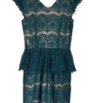 Anthropologie Maeve Women’s Elsa Lace Peplum Cap Sleeve Dress Teal Blue Green XS Photo 2