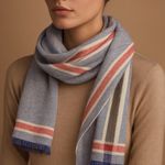 EXPRESS Luxury Striped Scarf Striped Blue and Red Scarf Soft Woven Timeless Accessory Photo 0