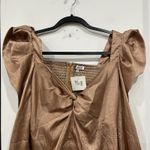 TCEC NWT  Puff Sleeve Smocked Longsleeve Blouse Metallic Brown Size Medium Photo 2