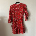 Maje  Rahimi Floral Short Sleeve Ruffle Wrap Mini Dress Red Size 1 Photo 8