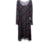 Catherines NWT  Red Black Plaid Long Sleeve Midi‎ Dress Size 5X Photo 2