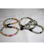 Source Unknown 2 Single Strands 14" & 22" Multi Color Cracked Agate/Black Lava Beaded Necklaces Photo 1