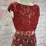 Anthropologie Plenty  Women's Arcadia Accordion Pleated Laced Midi Dress Brown Si Photo 3