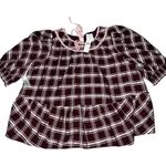 Anthropologie Find Me Now Kady Plaid Puff Sleeve Blouse NWT women’s medium Photo 2