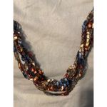 Handmade  Crocheted Trellis Yarn Necklace Multi-Strand - Rainbow Photo 1