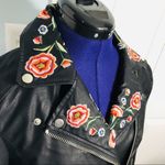 WD•NY WD.NY Black Moto Jacket with Embroidered Flowers Photo 3