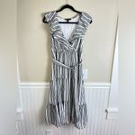 INC Black & White Ruffled Midi Dress Elastic Waist w/ Tie Ruffles Yacht Wife Size undefined Photo 1