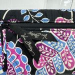 Vera Bradley Black Purple Blue White Boho Floral Wallet Blue Plaid Interior Photo 7