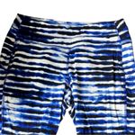 Xersion Women's Athletic Sporty Workout Blue and White Striped Striped Leggings Photo 3