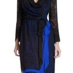 BCBGMAXAZRIA Blue Runway Long Sleeve Tired Silk Skirt Dress 4 Photo 0