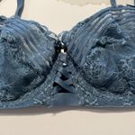 Cacique Blue Lace Bra 44C Underwire Unlined Balconette Photo 2