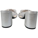 Adrienne Vittadini ADRIENNE‎ VITTADINI Women's Silver Embellished Clear Strap Block Heel Mules 9.5 Photo 3