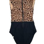 Summersalt The Surf Leopard Print Black One Piece Swimsuit Zip Up Back Size 4 Photo 2
