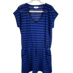 Calvin Klein  Mesh Stripe Tunic Swim Drawstring‎ Pockets Cover-Up Size Photo 1