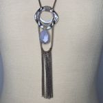 Chico's Chico’s Sam Threaded Silver-Tone Pendant Necklace NWT OS Tassel Simulated Stone Photo 9
