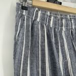 Briggs New York Briggs Linen Blend Wide Leg Pants Blue Stripe Pull On Pockets Casual Size S Photo 2