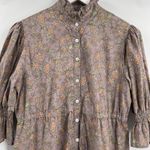 Victoria Dunn Floral Midi Dress Size Small Ruffle High Neck Boho Cottagecore Purple Photo 1