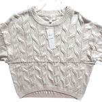 Pinque Blizzard White Cable Knit Cotton Pullover Sweater Women Medium NWT Photo 4