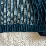 Free People  Lattice Open Front Crochet Duster Cardigan Teal Blue Size M NWT Photo 9