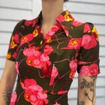 Vintage 70s Floral Watercolor Fit Flare Mini Dress Multiple Photo 1