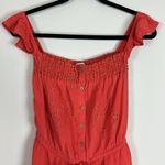 American Eagle NWT Red Off-Shoulder Button-Up Romper Photo 2