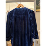 kim rogers Women’s Velvet Tunic Top Small S Blue Long Sleeve Henley Blouse NWT Photo 5