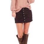 Free People NWOT Joanie Floral Mini Skirt Corduroy Black Red Pattern Academia S Photo 4