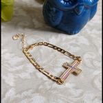 Gold Filled Figaro Chain Bracelet with Cross Photo 1