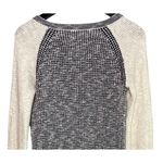 Loft Ann Taylor  Long Sleeve Waffle Block Crochet Pullover Sweater M Black White Photo 4