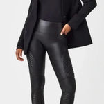 Spanx NEW Faux Leather Moto Leggings Style 20136R Very Black Shapewear Biker Photo 0