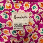 Neiman Marcus Vintage  Silk Jacquard Floral Blouse Pink Orange Green Size 16 Photo 2