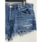 Free People  Cut Off Jean Shorts Size 30 High Rise Button Fly Distressed Festival Photo 1