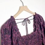 Free People  Smock It To Me Mini Dress Puff Sleeve Plum Floral Size XS NEW Photo 4
