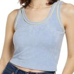 BP Crop Terry Cloth Tank Top Scoop Neck Classic Chic Beach Retro Blue Small Photo 0
