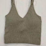 Wishlist Ribbed Knit Crop Top S/M – Beige Neutral V-Neck Tank Cami Photo 0