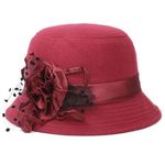 Cute Red Bucket Hat with Rose Flower Bow Photo 3