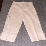 Christopher & Banks  Embroidered Floral Khaki Capri Pants Size 4 Photo 0